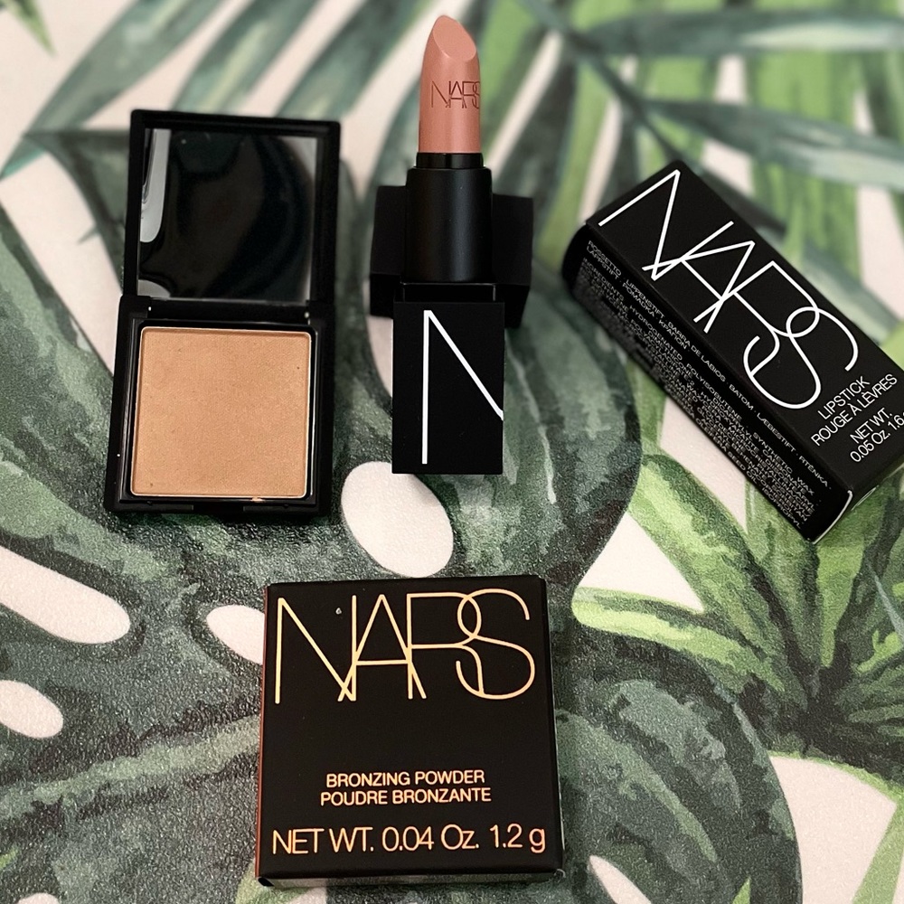nars laguna bronzer rose cliff rosecliff satin lipstick lip stick NEW NIB set 2